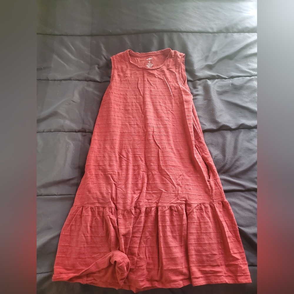 women med red sleeveless sundress Sonoma